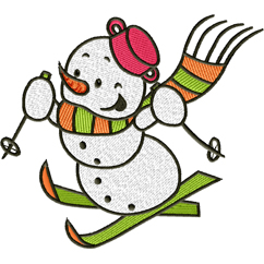 Skiing Cheerful Snowman