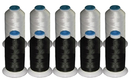 10-Cone Rayon Embroidery Threads  Kit ThreaDelighT Black and White