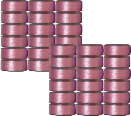18 L Size Pre-Wound Plastic Sided Bobbins - Pink