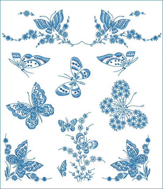 Redwork Butterflies